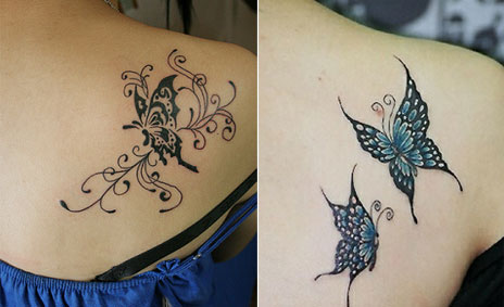 Tribal butterfly tattoos. Mostly tribal tattoos are black with bold lines 